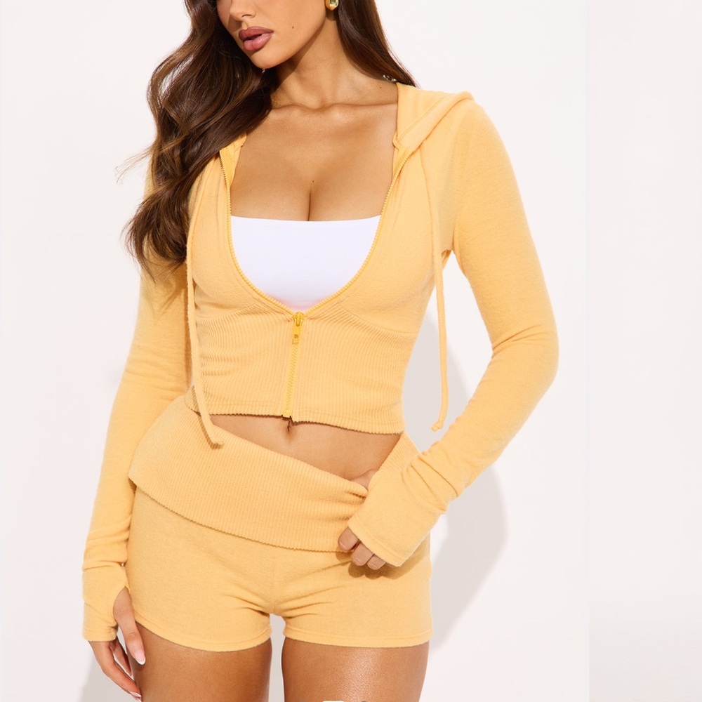 Yellow Brushed Knit Short set